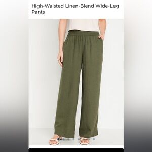 Old Navy - Petite XS High-Waisted Linen-Blend Wide-Leg Pants - EUC